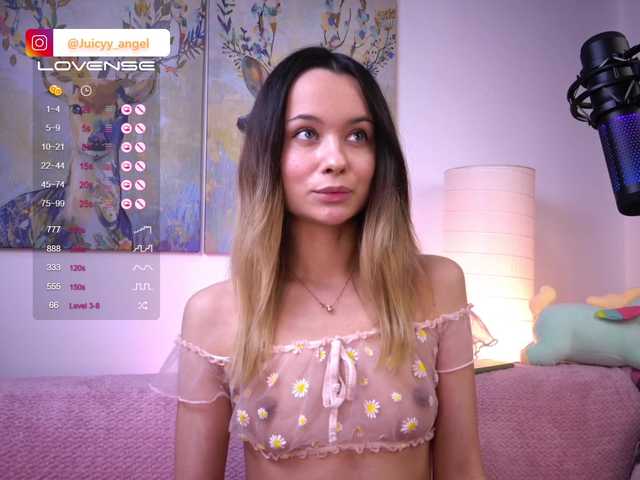 Fotos JuicyyAngel Hi I'm Angelina Lovense from 1st token, Special levels-333, 555, 777, 888. Random level (3-8)-66 tokens. Favorite vibration with domi - 22 tokens. Finger in the ass @remain